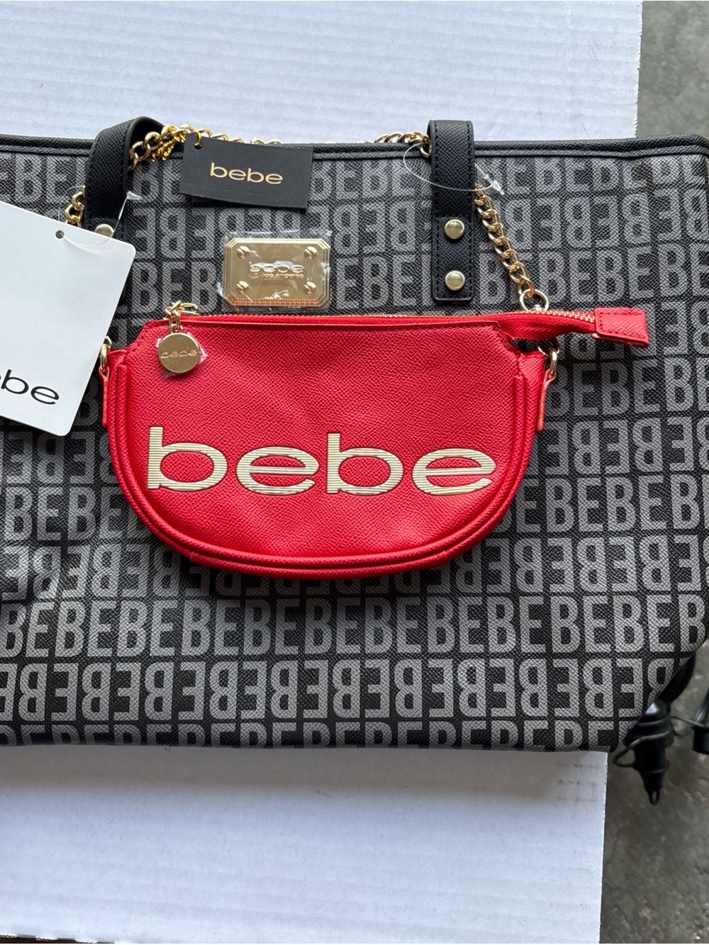 BEBE Black Logo Tote-Ref BEBE Purse-Buying Both At One Price